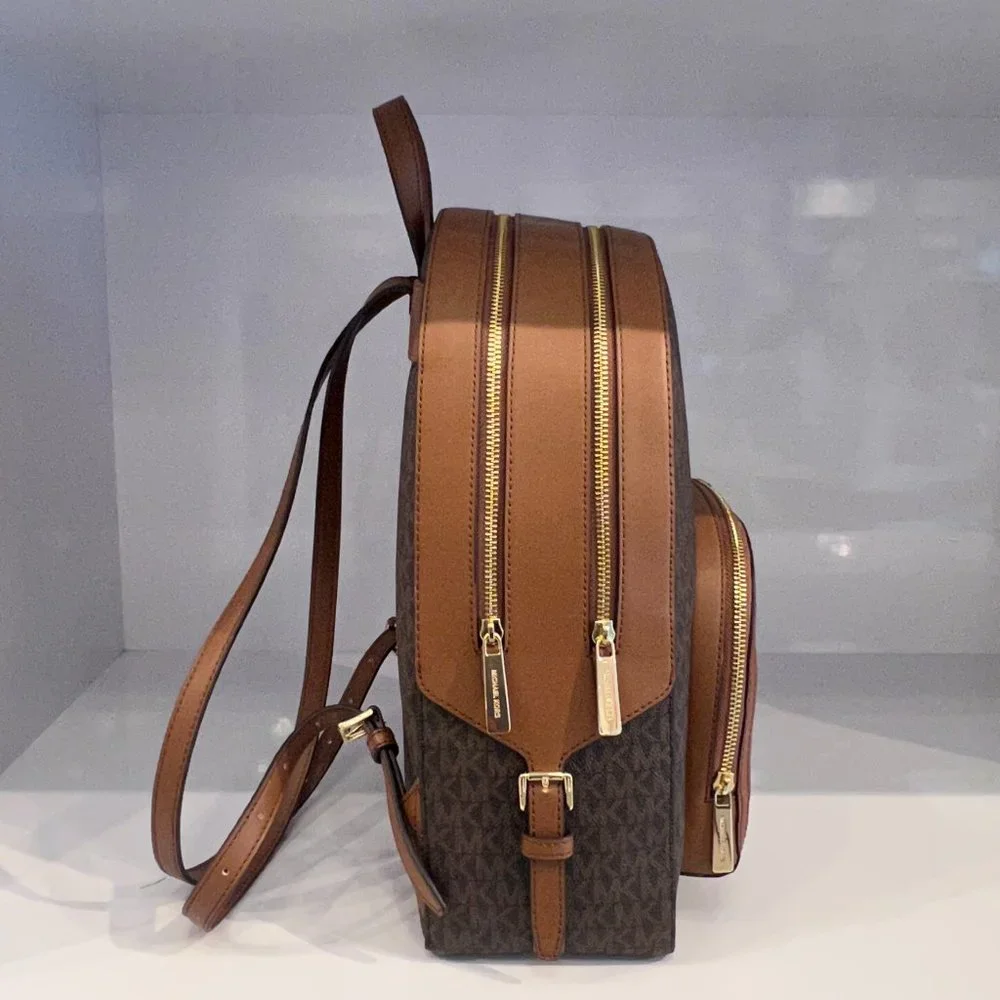 Michael Kors Jaycee Large Zip Pocket Backpack MK Brown - Picture 3 of 7